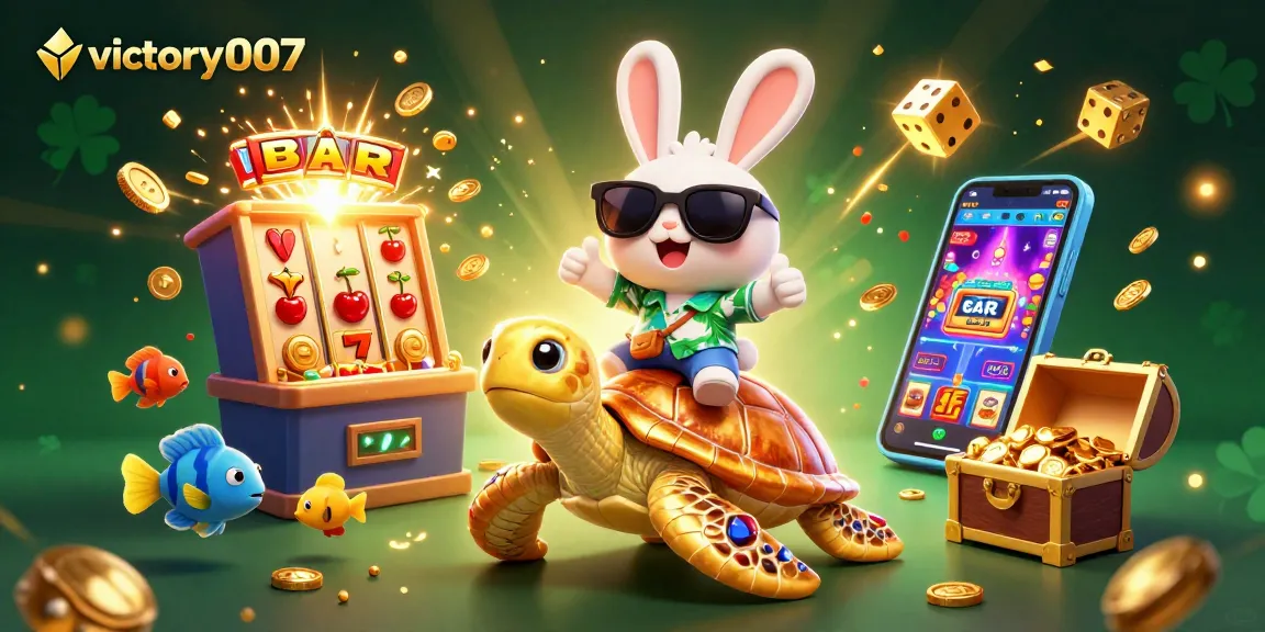 Join the fun and win big with victory007 in this lively casino scene featuring vibrant gaming elements.
