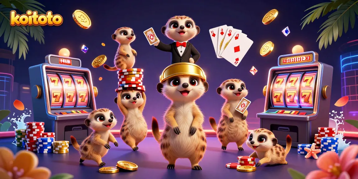 Koitoto menghadirkan pengalaman bermain slot dengan karakter meerkat di kasino penuh gemerlap.