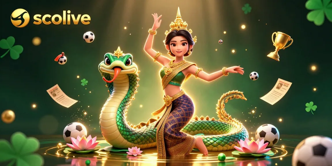 Socolive sports betting scene featuring a graceful Asian woman and a Naga serpent, with vibrant betting elements surrounding.