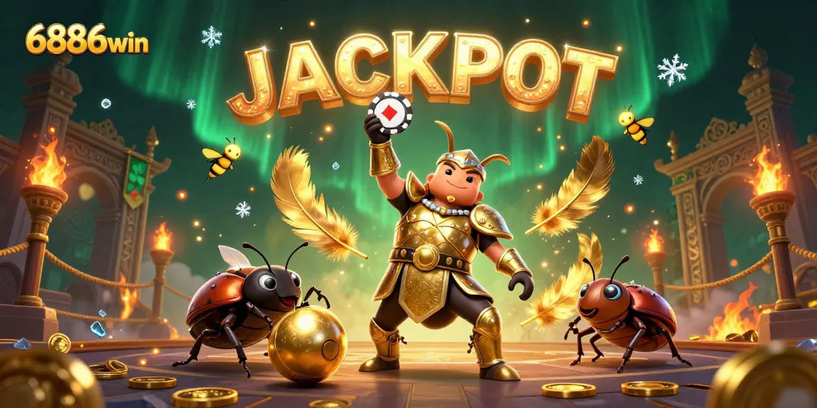 Experience thrilling wins at 6886win with a dynamic 3D casino scene celebrating jackpots.