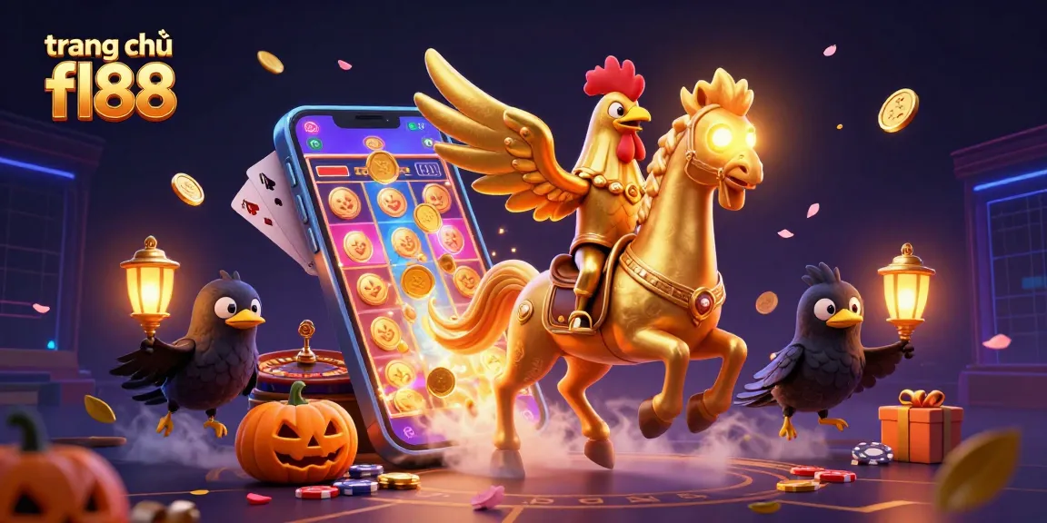 Experience the excitement of "trang chủ fl88" with a golden rooster and vibrant casino elements.