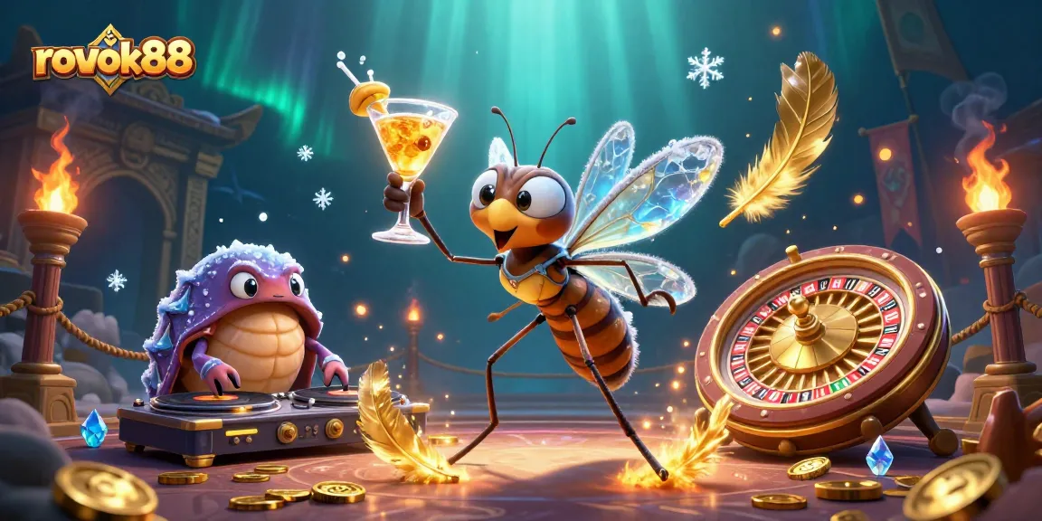 Engage in thrilling gameplay at rokok88 with vibrant casino characters and elements in this rich 3D scene.