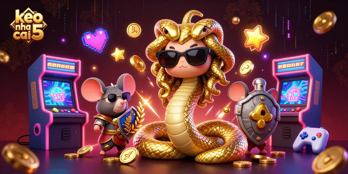 Engage with keo nha cai 5 through vibrant gaming elements featuring dynamic characters in a lively casino setting.