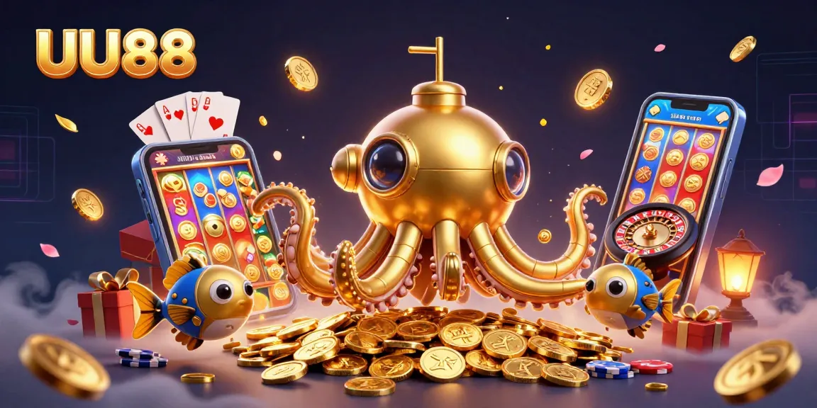 Experience winning thrills at UU88 with a vibrant underwater casino scene showcasing exciting game elements.