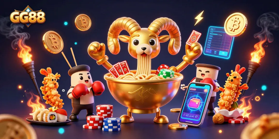 Experience the excitement of GG88 with vibrant 3D characters and dynamic casino elements creating a lively gaming atmosphere.