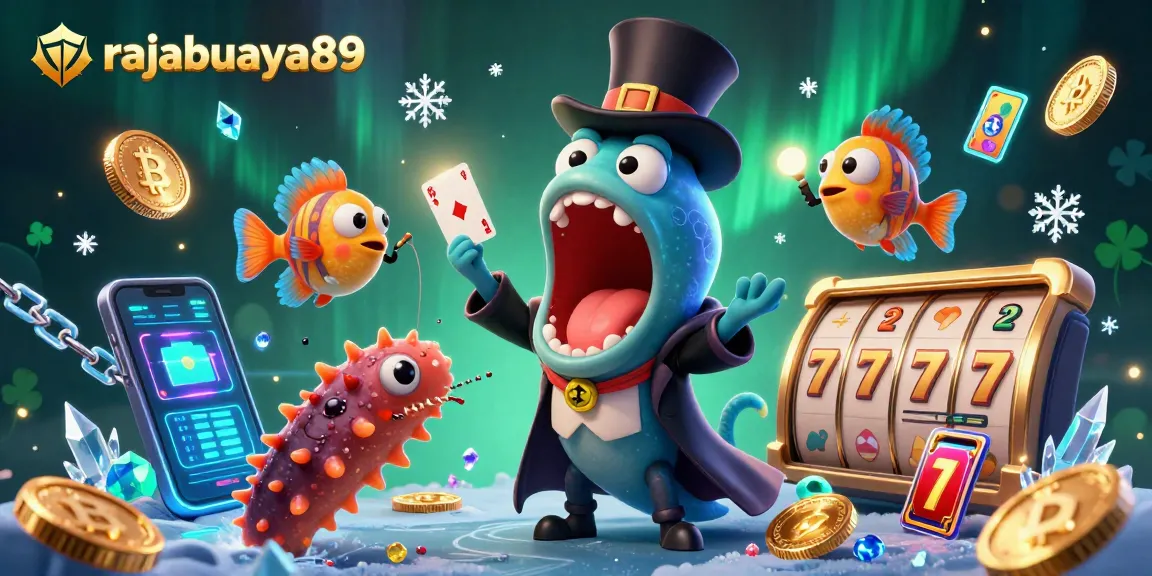 Experience thrilling games at rajabuaya89 with vibrant visuals, slots, and magic elements in a captivating illustration.