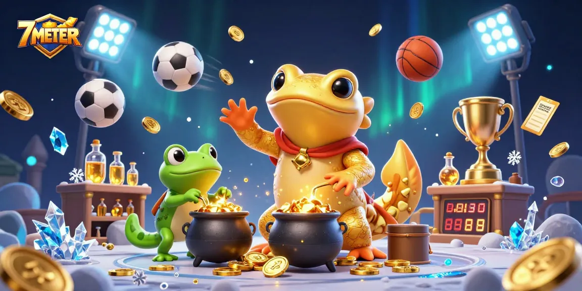 Experience thrilling excitement at 7METER with golden coins and dynamic sports elements in an enchanting scene.