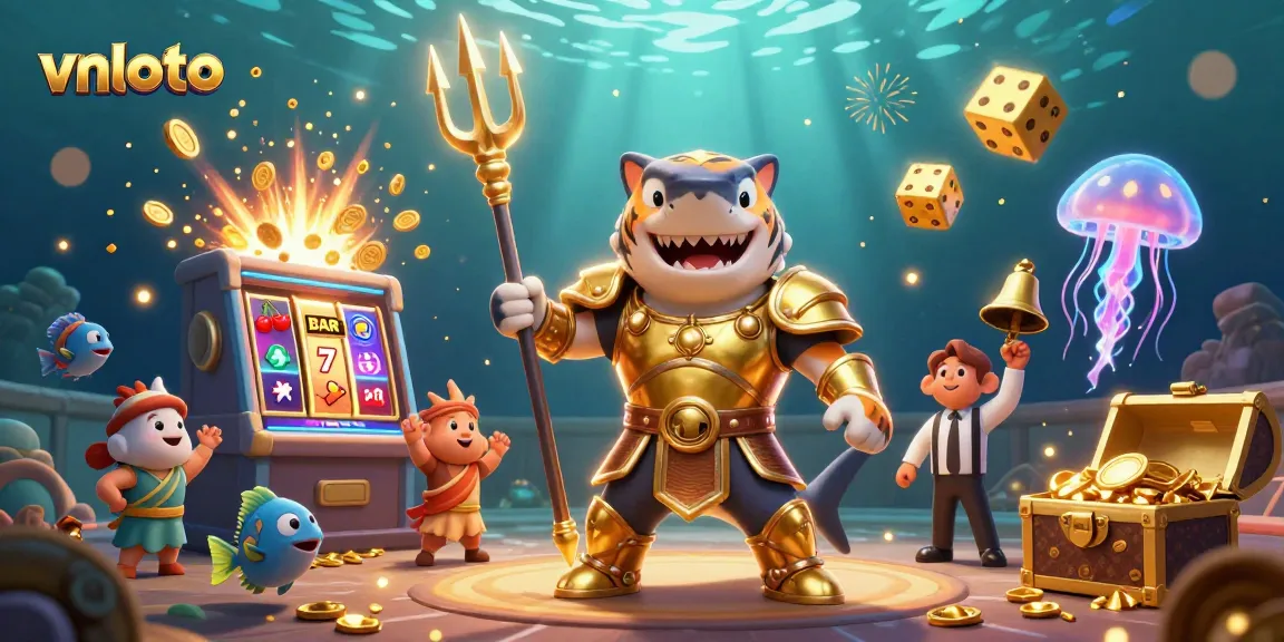 Win big with vnloto's exhilarating gaming experience, featuring vibrant 3D casino elements and underwater adventure.