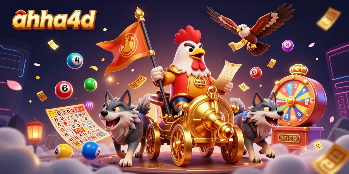 Experience thrilling action with ahha4d as the rooster warlord commands the golden chariot amidst vibrant gambling elements.