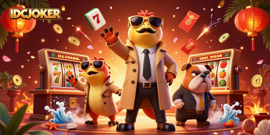 IDCJOKER showcases a playful casino scene with cartoon raptors trying to enter a VIP lounge.