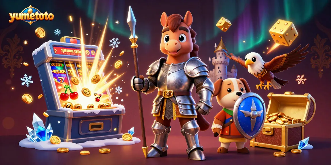 Win big with yumetoto at the dynamic slot machine, surrounded by playful characters and jackpot excitement.