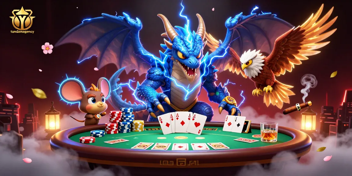 Engage with tandemagency's dynamic poker scene featuring vibrant characters and game elements.