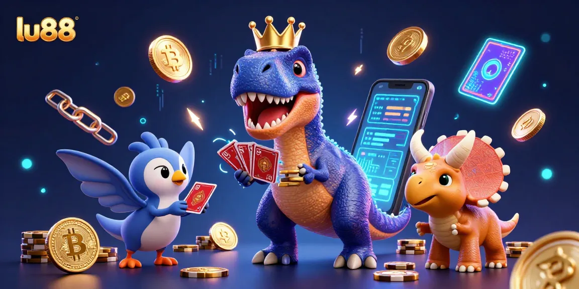 Experience fun at the lu88 casino with T-Rex card games and vibrant crypto elements.