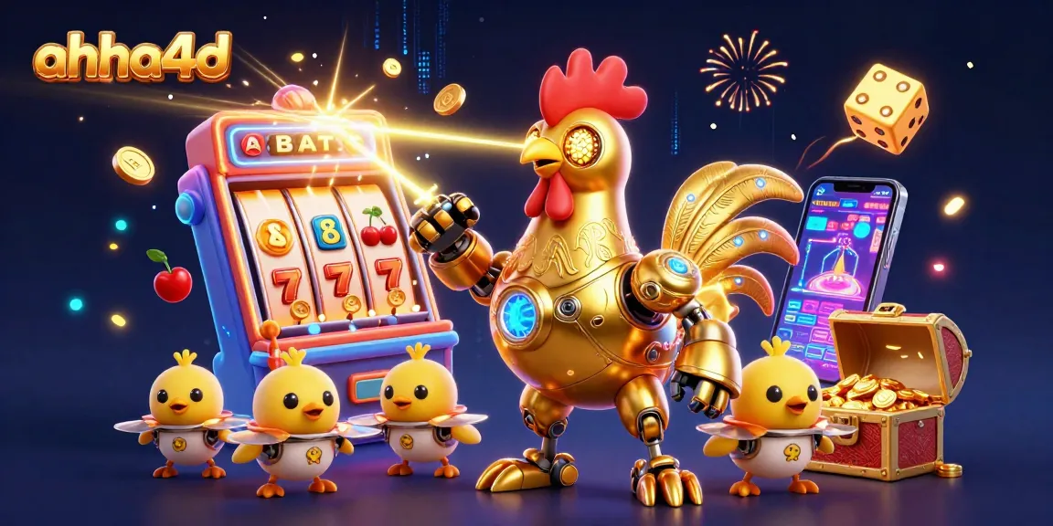 Engage with ahha4d's thrilling jackpot action, featuring a golden robot and dynamic casino elements.
