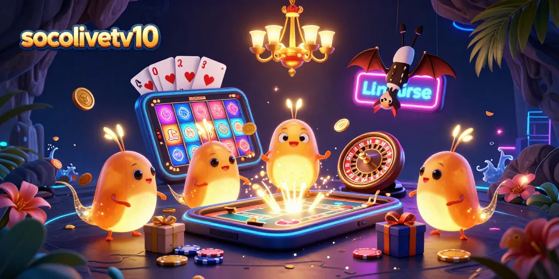 Socolivetv10 illuminates the casino scene with vibrant glowworms, showcasing an engaging gambling experience.
