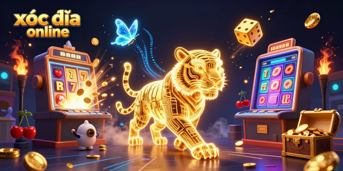 Experience the excitement of xóc đĩa online amid a dazzling casino landscape with vibrant game elements.