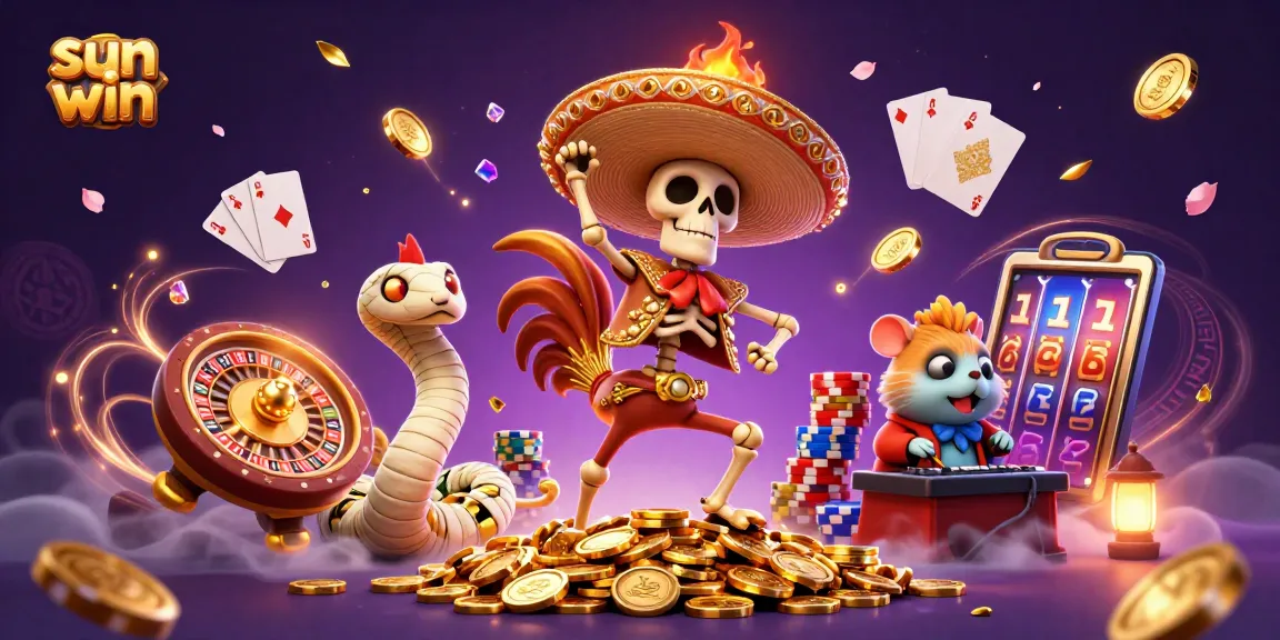 Experience the joy of winning at Sun Win with a lively 3D casino scene full of excitement.