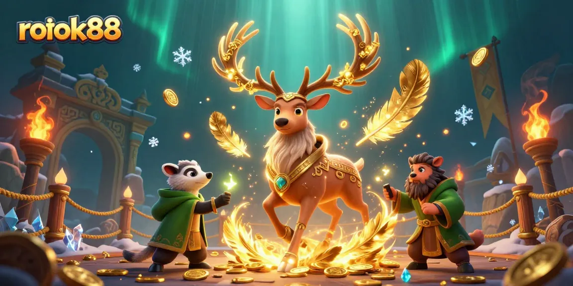 Experience the thrills of rokok88 as the Celtic druid stag and wise badger navigate the dynamic casino atmosphere.