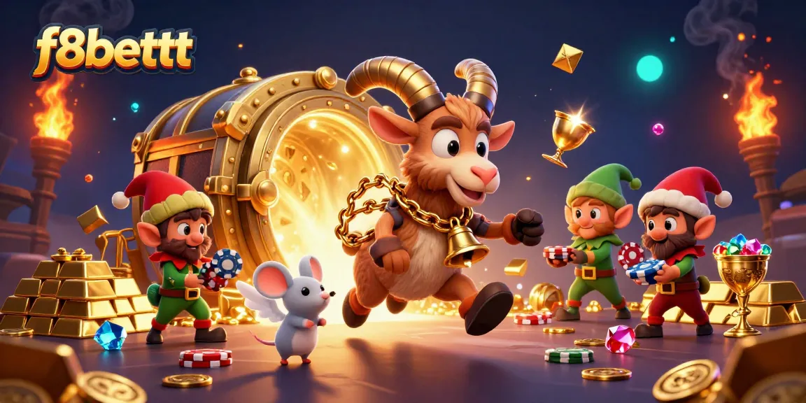 Experience thrilling gameplay at f8bettt with unique characters in a vibrant, festive casino scene.