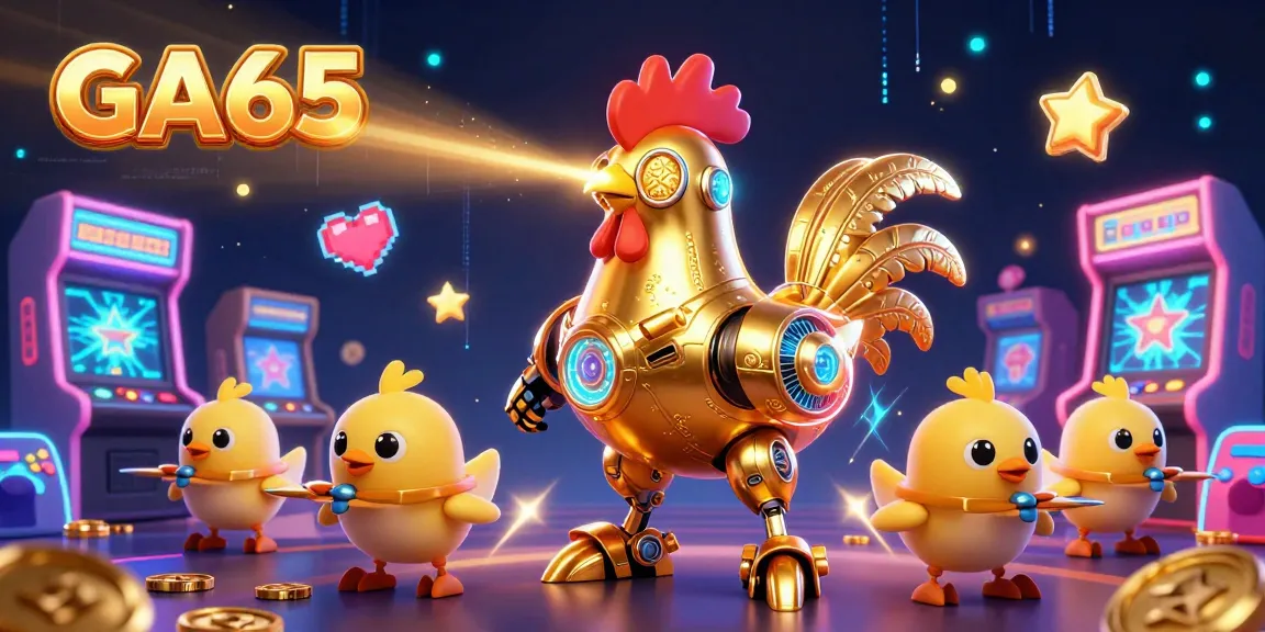 Experience GA65's exciting digital rooster showdown in a vibrant casino setting.