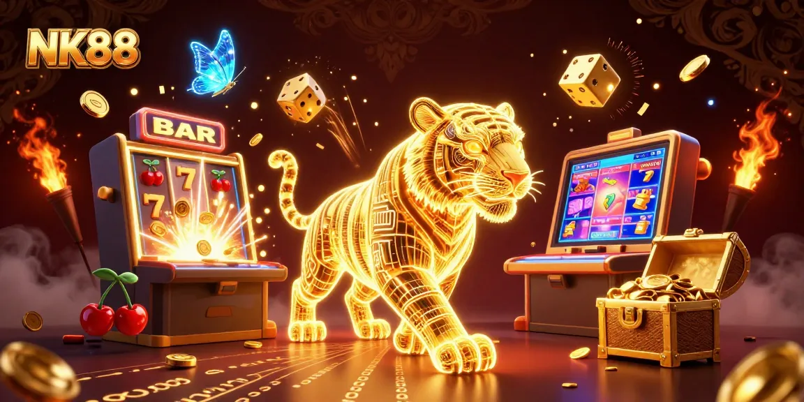 NK88 delivers an electrifying jackpot experience in this vibrant 3D casino scene.