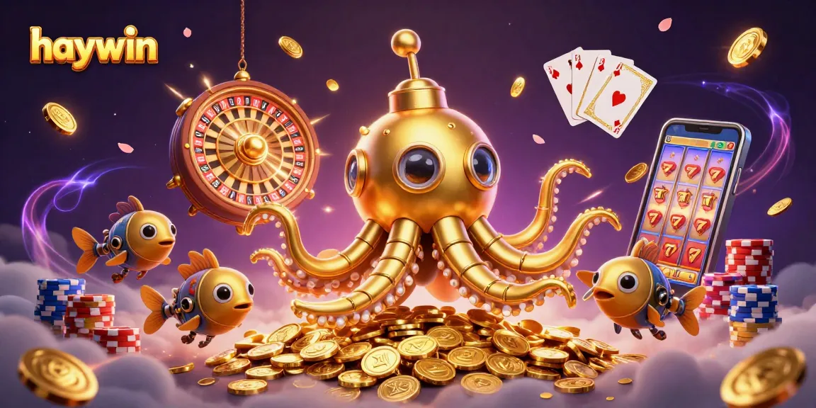 Experience exciting gameplay at Haywin with vibrant casino elements and a golden kraken submarine.