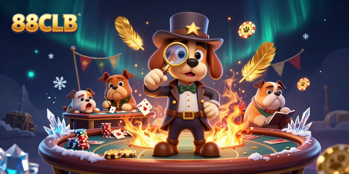 Engage in gaming excitement with 88CLB's vibrant poker scene featuring detective characters.