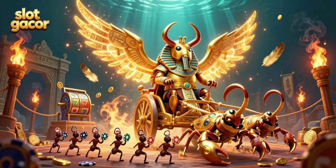 Engage in thrilling slot gacor gameplay with a vibrant, dynamic 3D casino scene featuring colorful characters and rich elements.