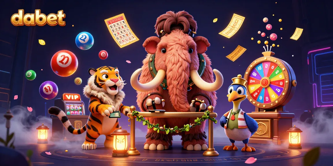 Engage in thrilling gaming at dabet with a lively scene featuring unique characters and vibrant casino elements.