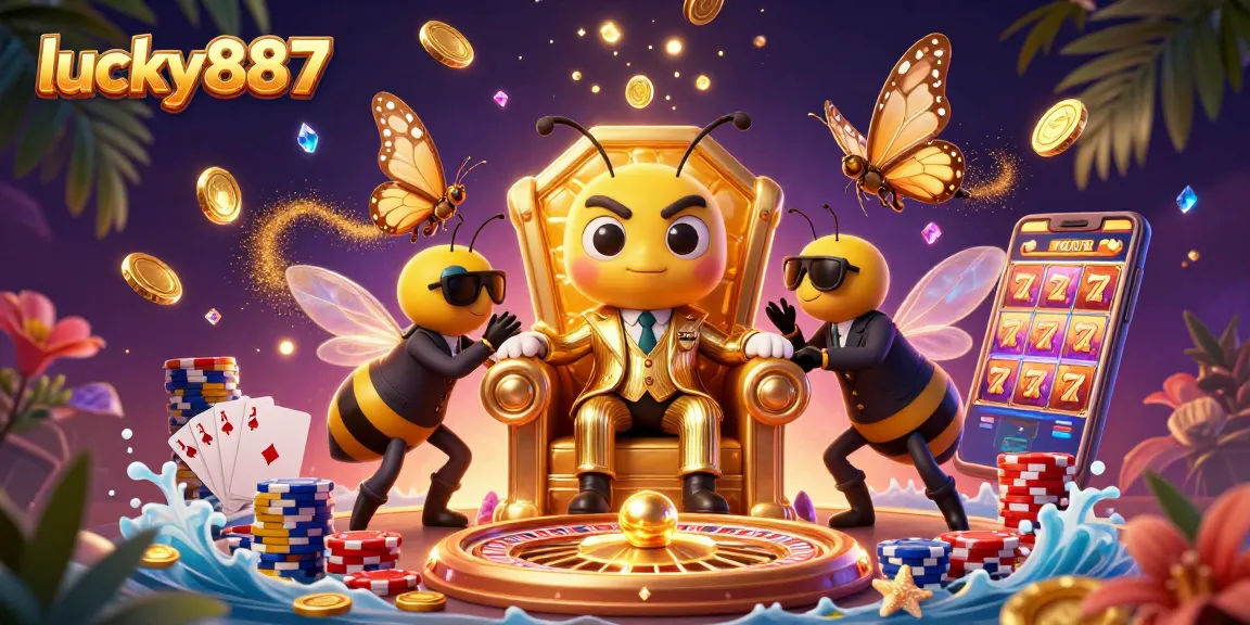Catch the excitement at lucky887 with a bumblebee boss amidst dazzling casino elements.