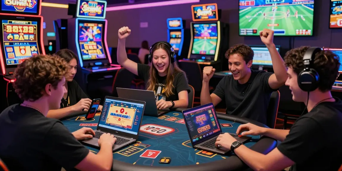 Players enjoying the Sunwin gaming platform with vibrant graphics and interactive gaming setup.