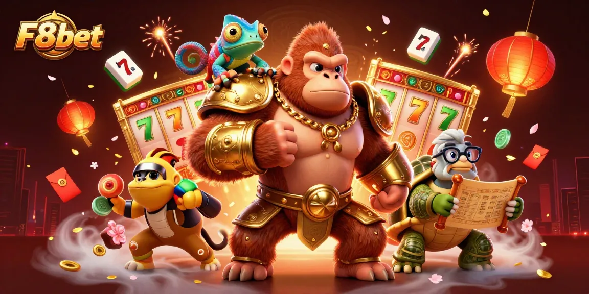 Experience the thrill of F8bet gaming with vibrant characters and dynamic casino elements.