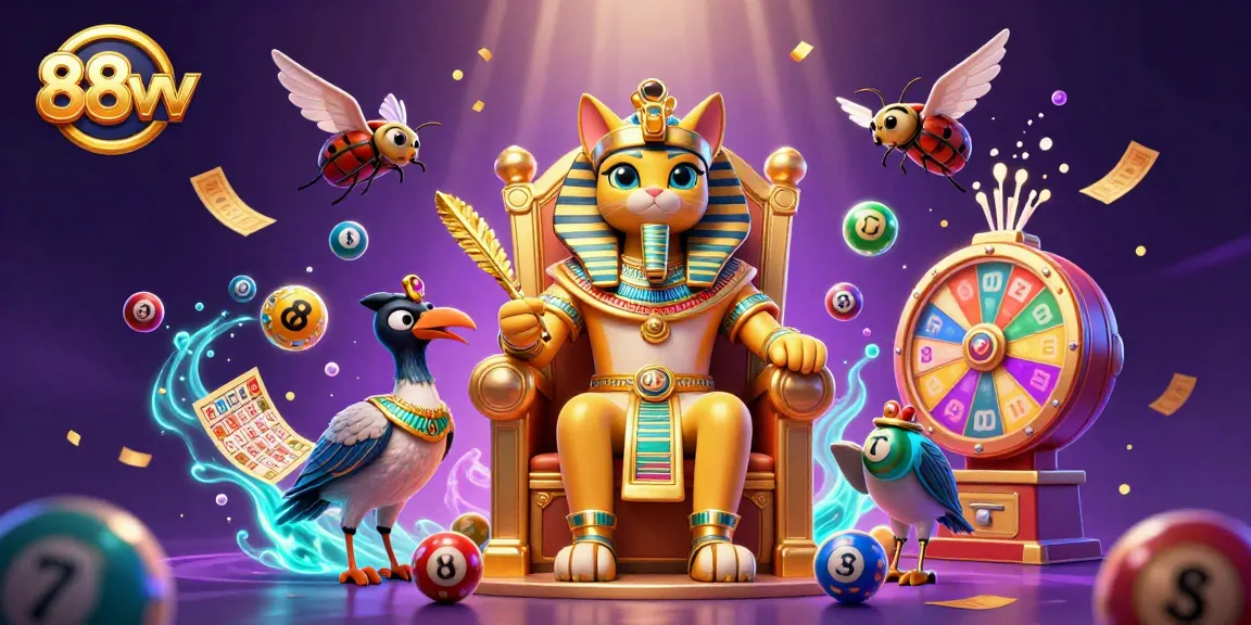 Experience thrilling 88vv lottery action with a pharaoh cat and colorful dynamic elements