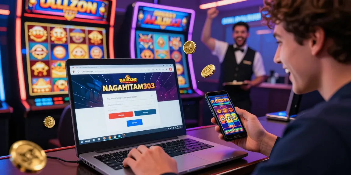NAGAHITAM303 login di lingkungan kasino online yang semarak dengan pemain bersemangat dan elemen mesin slot.