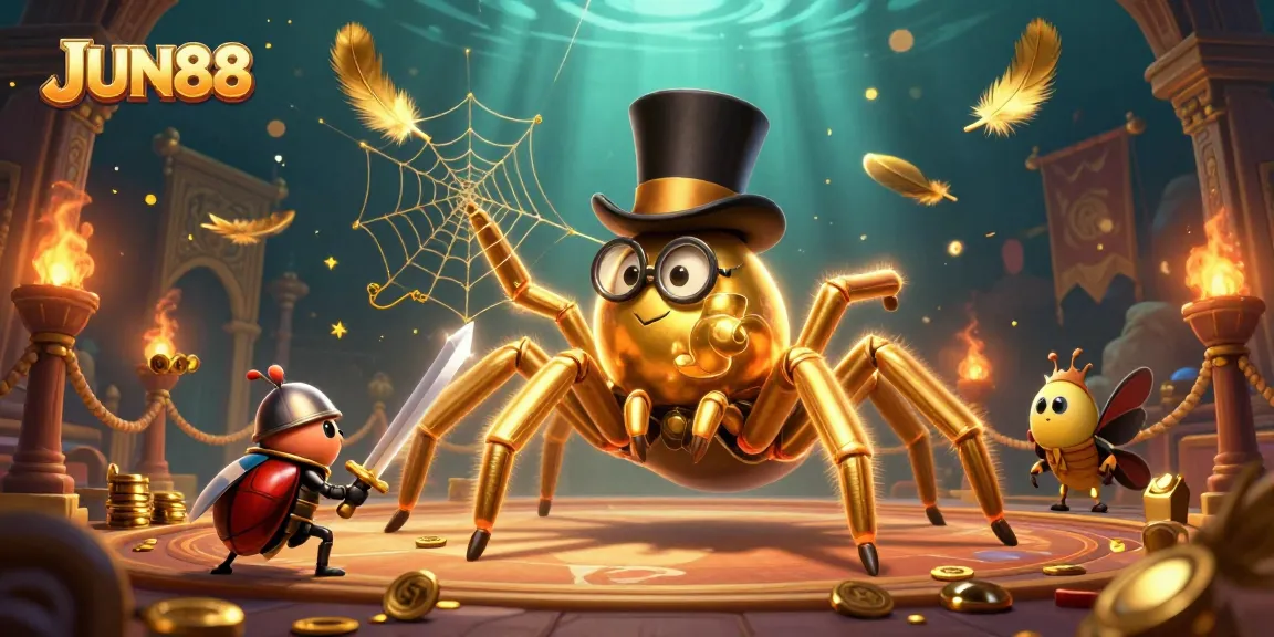 Experience thrilling gameplay at JUN88 with the golden spider weaving webs of fortune.
