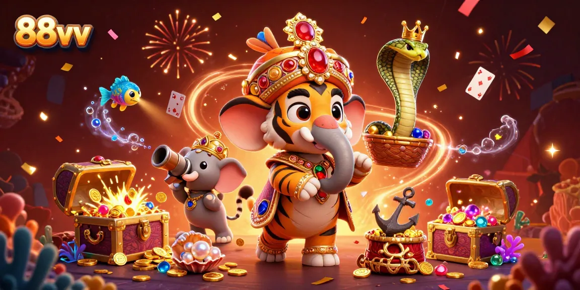 Experience an exhilarating 88vv gaming adventure with vibrant casino characters and dynamic elements.