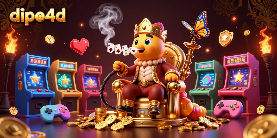 Engage with dipo4d's playful caterpillar character amidst vivid casino elements.