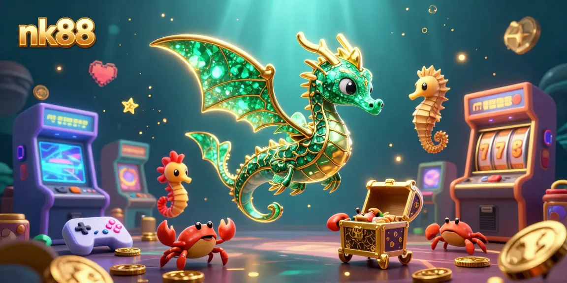 Play exciting games at nk88, featuring innovative characters in a colorful casino scene.