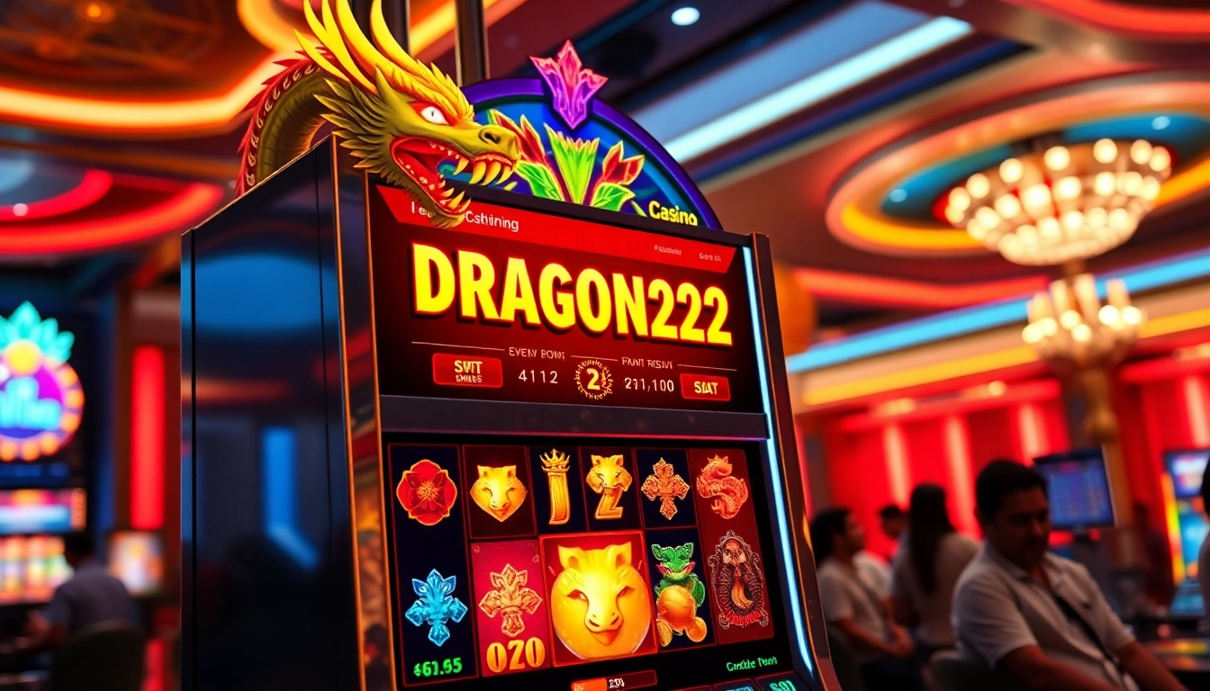 Menangkan jackpot di mesin slot DRAGON222 dengan simbol menarik dan suasana kasino yang megah.