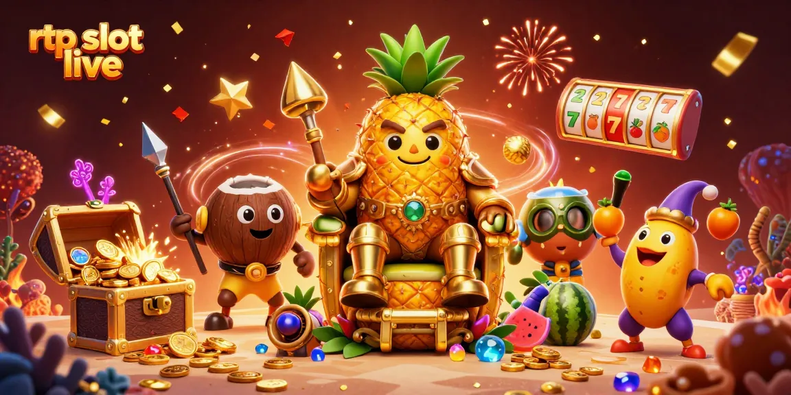 Bermain rtp slot live dengan simbol keberuntungan dan komponen kasino yang meriah di latar belakang.
