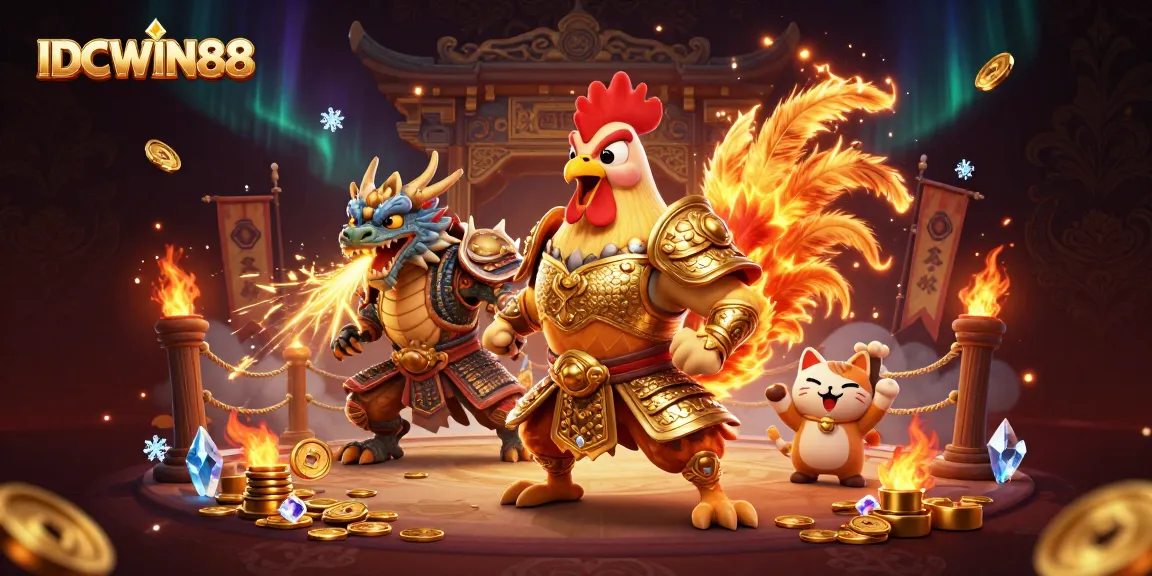 Experience thrilling gaming moments at IDCWIN88 with powerful characters in a dynamic casino scene.