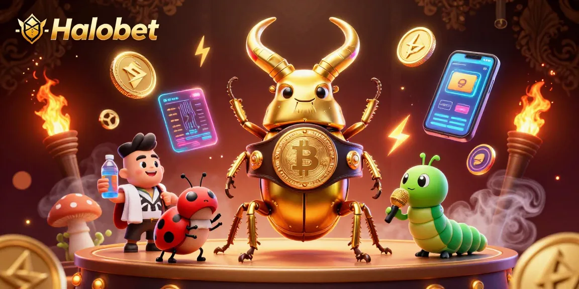 Menangkan taruhan menggunakan Halobet dengan ilustrasi kasino 3D yang menarik dan penuh warna.