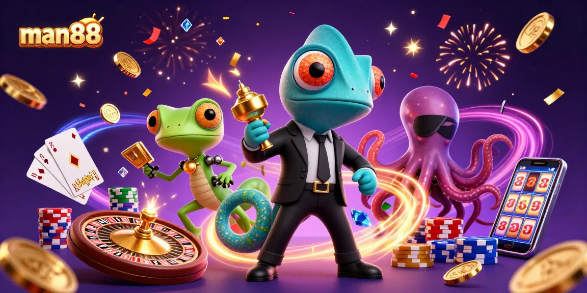 Experience exciting casino action with man88 featuring colorful characters and dynamic gambling elements.