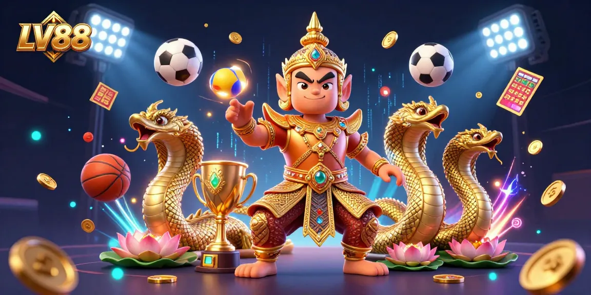 Engage with LV88's exciting sports betting scene featuring a friendly yaksha guardian and dynamic games.