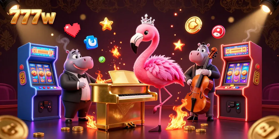Experience the excitement of playing at 7777w with a vibrant casino scene featuring lively characters.