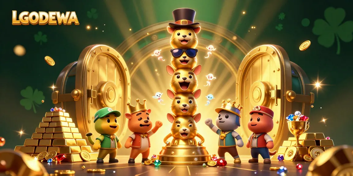 Engage with LGODEWA's vibrant 3D totem scene filled with casino treasures and winning symbols.