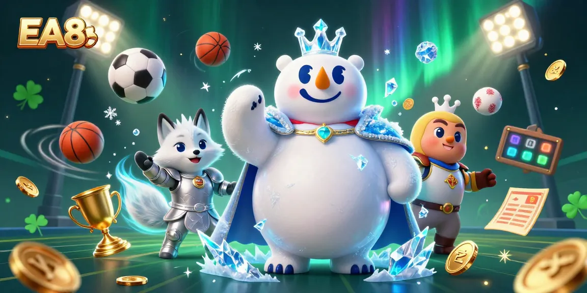 EA88 showcases a vibrant illustration of a bear king and snow fox, capturing sports betting excitement.
