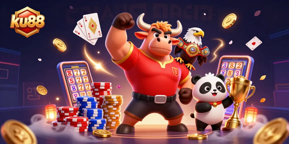 ku88 showcases exciting casino gaming with vibrant characters, vivid symbols, and immersive atmosphere.