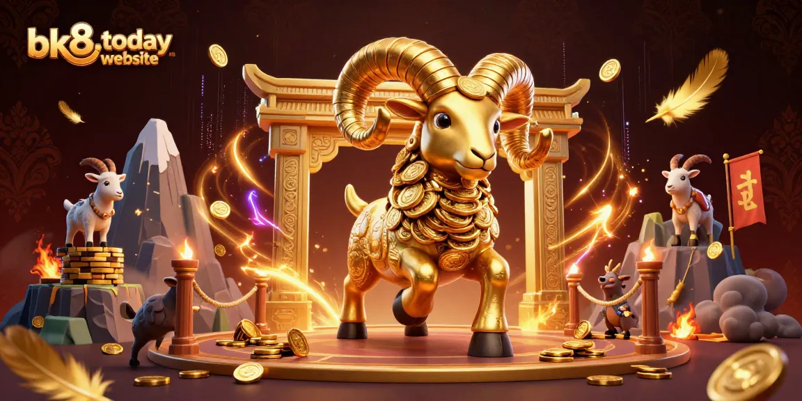 Watch the action in the bk8.today website with a golden ram charging through a dynamic casino-themed scene.
