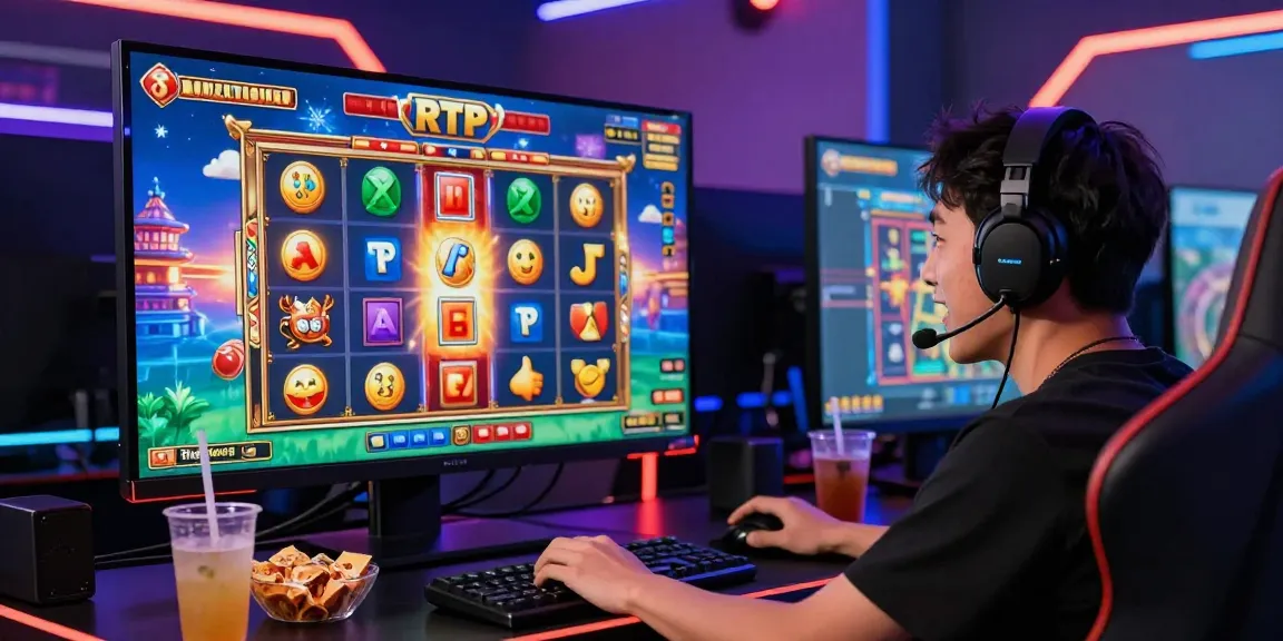 RTP slot online gaming scene dengan pemain terlibat di antarmuka permainan.